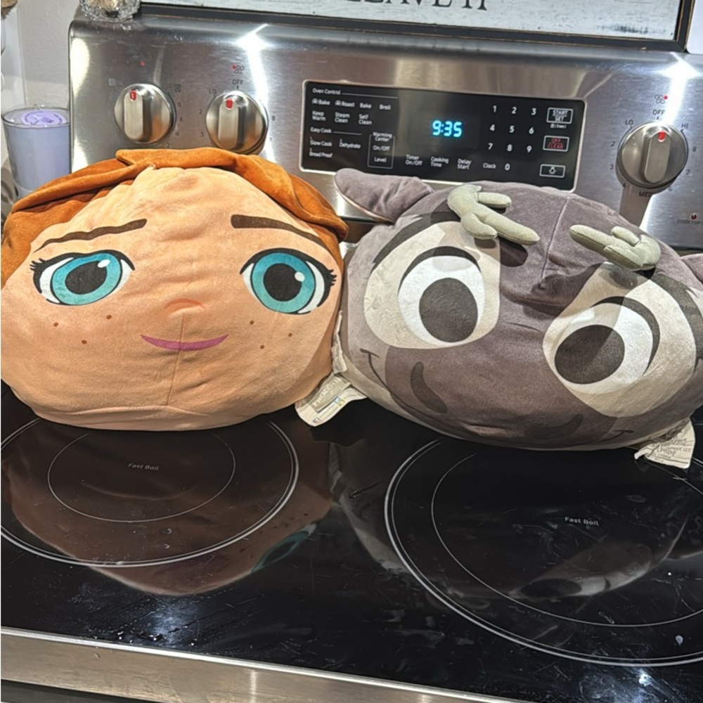Character Face Plush Pillows - Brown and Gray